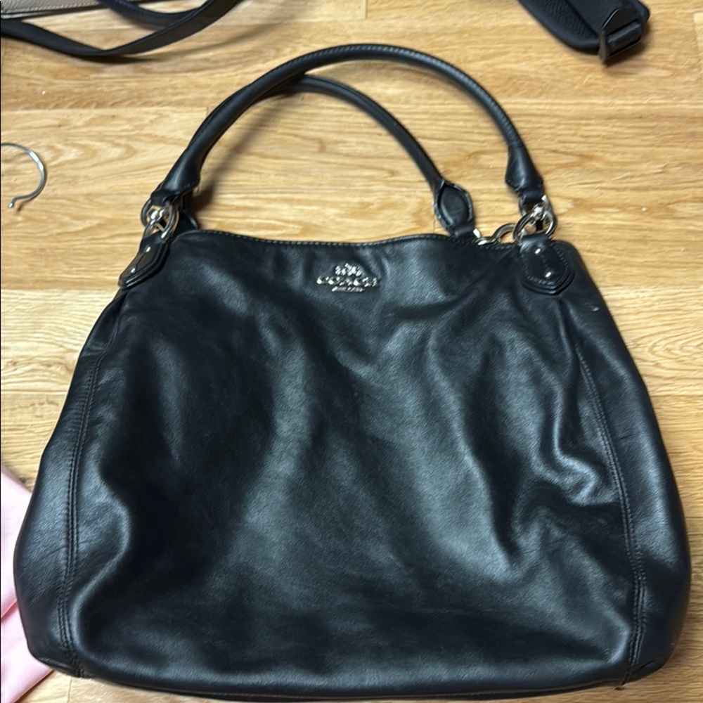 Coach Black Shoulder Bag with Signature Logo